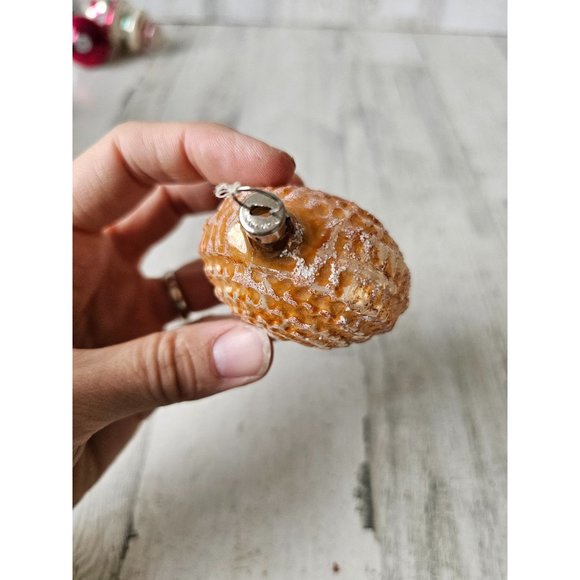 Czech orange shell unique glass ornament bumpy Xmas tree - Picture 6 of 8